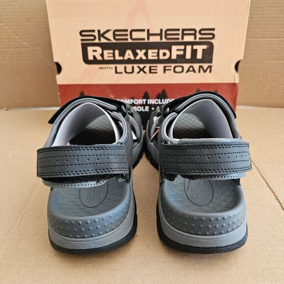 Skechers Black and Gray Sandals with Luxe Foam